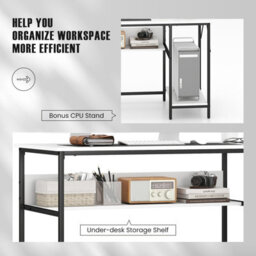 Gainoom 140 X 60 Cm Computer Desk W/ Charging Station Home Office Pc Desk W/ 4 Power Outlets & 2 Usb Ports - thumbnail 8