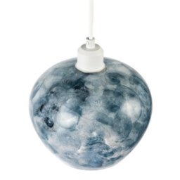 Happy Homewares Chic Steel Blue And Silver Glass Pendant Shade With Swirl Brush Style - thumbnail 5