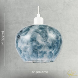 Happy Homewares Chic Steel Blue And Silver Glass Pendant Shade With Swirl Brush Style - thumbnail 7