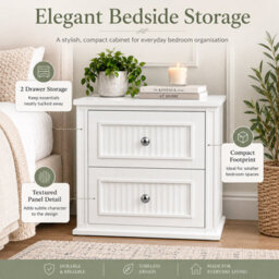 Home Treats Bedside Table With 2 Drawers Ripple Effect - thumbnail 3