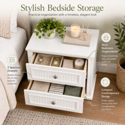 Home Treats Bedside Table With 2 Drawers Ripple Effect - thumbnail 4
