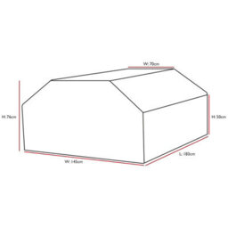 Woodside Black Waterproof Outdoor 8 Seater Square Picnic Table Cover - thumbnail 3