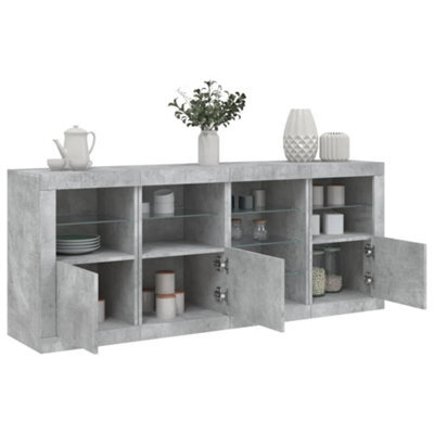 Berkfield Sideboard With Led Lights Concrete Grey 164X37X67 Cm - image 1