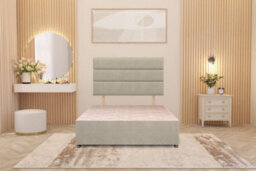Somnior Beds Somnior Chambery Tweed Fabric 4Ft Small Double Divan Bed Base With Upholstered Headboard Natural - thumbnail 2