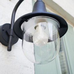 Valuelights Bramhall Modern Ip44 Outdoor Black Fishermans Style Wall Light Lamp - With 1 X 4W Es E27 Led Candle Bulb - thumbnail 3