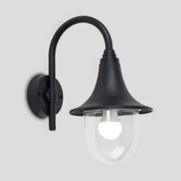Valuelights Bramhall Modern Ip44 Outdoor Black Fishermans Style Wall Light Lamp - With 1 X 4W Es E27 Led Candle Bulb - thumbnail 2