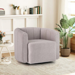 Modern Upholstered Swivel Chair Bedroom Armchair Grey - thumbnail 1