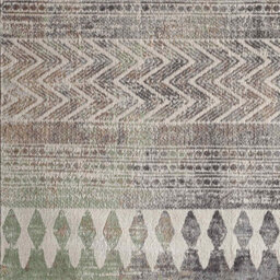 Livabliss Roma-Geometric Grey Brown Green Living Dining Bedroom Rug 80 X 220 Cm Easy Care, Non Shedding - thumbnail 4