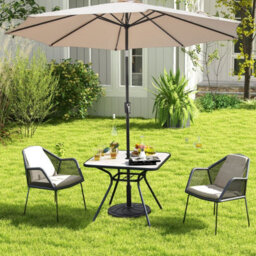Costway Outdoor Dining Table Patio Bistro Table W/ 42mm Umbrella Hole For 4 Persons - thumbnail 4