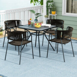 Costway Outdoor Dining Table Patio Bistro Table W/ 42mm Umbrella Hole For 4 Persons - thumbnail 3