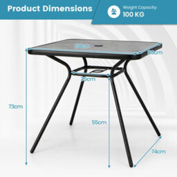 Costway Outdoor Dining Table Patio Bistro Table W/ 42mm Umbrella Hole For 4 Persons - thumbnail 2