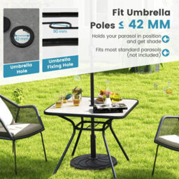 Costway Outdoor Dining Table Patio Bistro Table W/ 42mm Umbrella Hole For 4 Persons - thumbnail 8