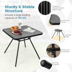 Costway Outdoor Dining Table Patio Bistro Table W/ 42mm Umbrella Hole For 4 Persons - thumbnail 9