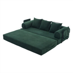 Abrihome Foldable Compressible Sofa With Sturdy Metal Frame, Perfect For Small Spaces - Modern Fabric & Metal, Emerald - thumbnail 9