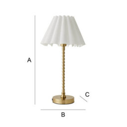 Valuelights Maeve White Scallop Pleated Tapered Shade Gold Bobbin Bobble Table Lamp And Bulb - thumbnail 6