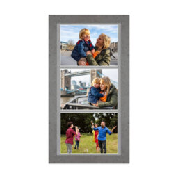 AK Frames 16X8 Marble Grey Modern Multi Photo Frame With Silver Mount - Holds 3 Apertures (3X) 7X5 Photos
