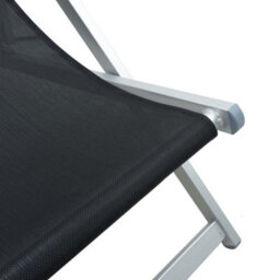 Berkfield Folding Beach Chairs 2 Pcs Black Aluminium And Textilene - thumbnail 9