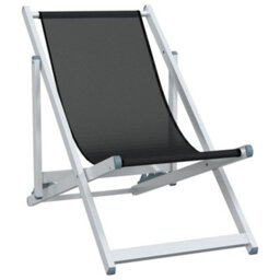 Berkfield Folding Beach Chairs 2 Pcs Black Aluminium And Textilene - thumbnail 3