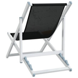 Berkfield Folding Beach Chairs 2 Pcs Black Aluminium And Textilene - thumbnail 6