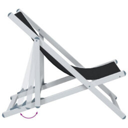 Berkfield Folding Beach Chairs 2 Pcs Black Aluminium And Textilene - thumbnail 7