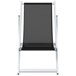 Berkfield Folding Beach Chairs 2 Pcs Black Aluminium And Textilene - thumbnail 4