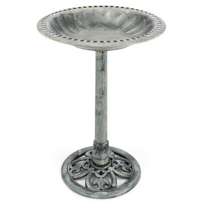 Christow Garden Ornate Resin Birdbath With Rustic Metal Effect - image 1