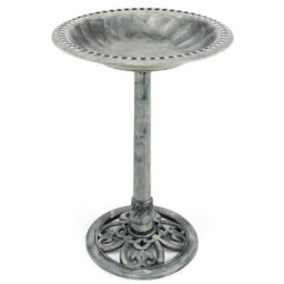 Christow Garden Ornate Resin Birdbath With Rustic Metal Effect