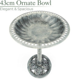 Christow Garden Ornate Resin Birdbath With Rustic Metal Effect - thumbnail 3