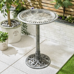 Christow Garden Ornate Resin Birdbath With Rustic Metal Effect - thumbnail 2