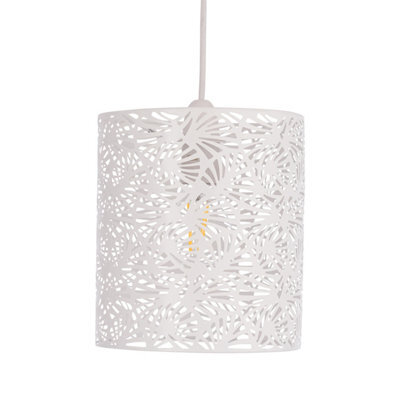 First Choice Lighting Maui White Cut Out Metal Leaf Pendant Light Shade - image 1