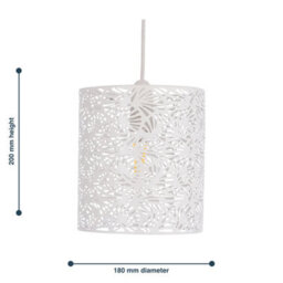 First Choice Lighting Maui White Cut Out Metal Leaf Pendant Light Shade - thumbnail 6