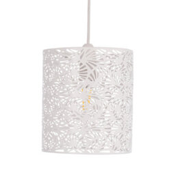 First Choice Lighting Maui White Cut Out Metal Leaf Pendant Light Shade - thumbnail 1