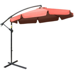 Outsunny 2.7M Garden Cantilever Banana Parasol Sun Shade W/ Crank, Wine Red - thumbnail 2