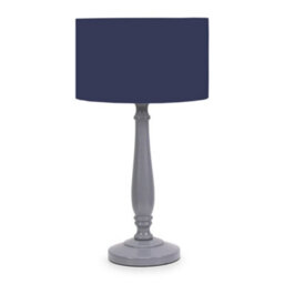 Valuelights Victoria Traditional Grey Wood Candlestick Table Lamp With Navy Blue Drum Shade - Led Bulb Included - thumbnail 2