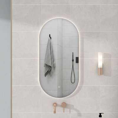 Royal Bathrooms Luton 450 X 900mm Brushed Bronze Backlit Led Illuminated Framed Mirror With Demister Pad & Touch Sensor - Capsule - image 1