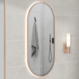 Royal Bathrooms Luton 450 X 900mm Brushed Bronze Backlit Led Illuminated Framed Mirror With Demister Pad & Touch Sensor - Capsule - thumbnail 4