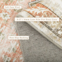 Decoranddecor Area Rugs, Living Room Rugs, Washable Rugs, 160X230Cm, Non-Slip, Pet Friendly, Low Pile, Traditional Rug - Novera - thumbnail 2