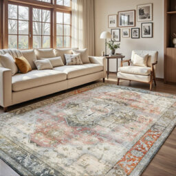 Decoranddecor Area Rugs, Living Room Rugs, Washable Rugs, 160X230Cm, Non-Slip, Pet Friendly, Low Pile, Traditional Rug - Novera