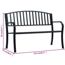 Walplus Garden Bench 125 Cm Black Steel - thumbnail 7