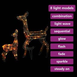 Berkfield Colourful Acrylic Reindeer Family Christmas Decoration 160 Led Colourful - thumbnail 4