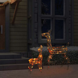 Berkfield Colourful Acrylic Reindeer Family Christmas Decoration 160 Led Colourful - thumbnail 3