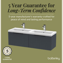 Balterley Fluted Front Wall Hung 2-Drawer Bathroom Vanity Unit With Double Basin, 1200mm, Satin Dark Grey, Black Handles - thumbnail 6