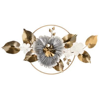 Beliani Wall Decor Flower Terbium Metal 56 Cm Gold - image 1