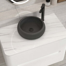 Royal Bathrooms Venice 800mm Gloss White Wall Mounted Bathroom Countertop Vanity Unit 2 Drawer With Milan Black Basin - thumbnail 6