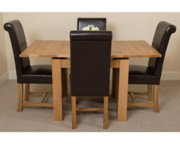 That's Furniture Richmond 90Cm - 150Cm Square Oak Extending Dining Table And 4 Chairs Dining Set With Washington Brown Leather Chairs - thumbnail 3