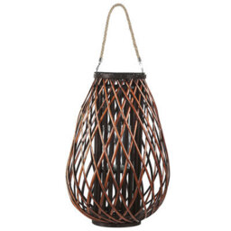Beliani 60Cm Willow Wood Lantern With Rope Handle - Brown Rustic Matt Candle Holder For Indoor And Sheltered Outdoor Use - thumbnail 1