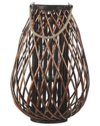 Beliani 60Cm Willow Wood Lantern With Rope Handle - Brown Rustic Matt Candle Holder For Indoor And Sheltered Outdoor Use - thumbnail 3
