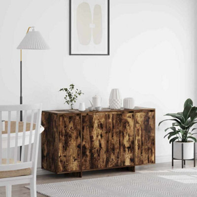 Berkfield Smoked Oak Sideboard Smoked Oak Wood 135 X 41 X 75 Cm Storage - image 1