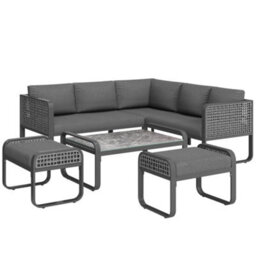Matteo Deluxe Rattan Garden Lounge Set For 6-7 People With Adjustable Legs And Cushions, Grey - thumbnail 9
