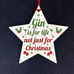 Red Ocean Funny Gin Novelty Christmas Gift Tree Bauble Decoration Wooden Star Secret Santa Gifts - thumbnail 2